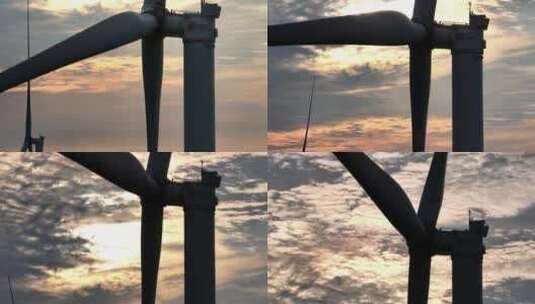 航拍乡村农田中清洁能源的风力发电高清在线视频素材下载