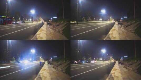 城市夜晚马路车流人流延时摄影高清在线视频素材下载
