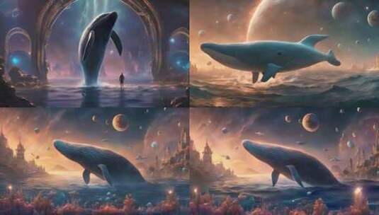 鲸鱼 写意 科幻高清在线视频素材下载