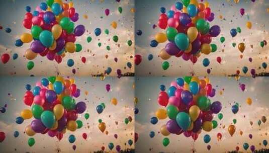 生日飞行气球背景23高清在线视频素材下载