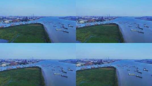 广州黄埔狮子洋航拍高清在线视频素材下载