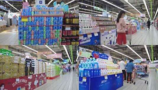 物美商品排列展示逛超市高清在线视频素材下载