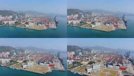 航拍深圳白天港口物流高清在线视频素材下载