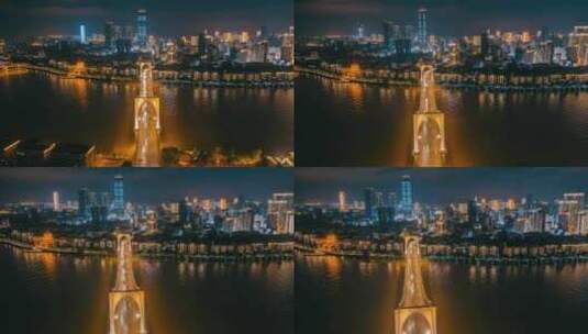 广西柳州红光大桥城市天际线航拍延时高清在线视频素材下载