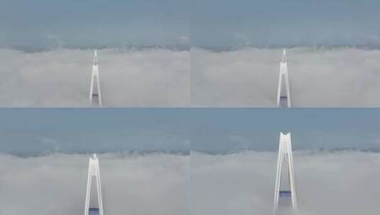 贵州平塘大桥平流雾航拍高清在线视频素材下载
