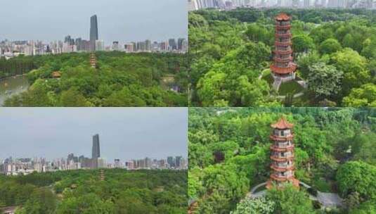 武汉解放公园步月塔城市风光高清在线视频素材下载