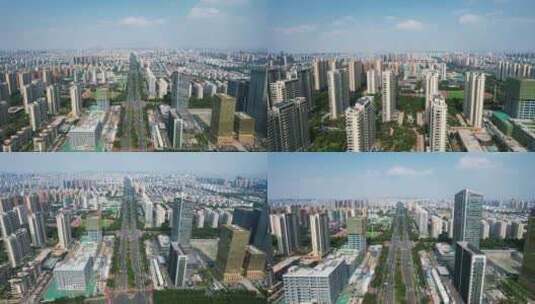 山东淄博新城区城市建设航拍高清在线视频素材下载