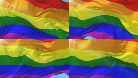 彩虹同性恋旗帜挥舞，循环高清在线视频素材下载