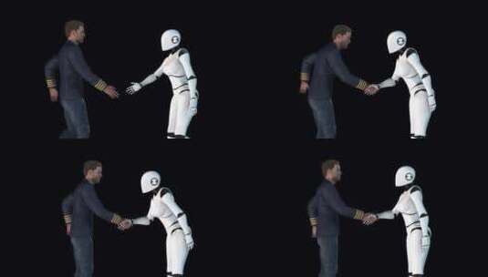 机器人和人类握手高清在线视频素材下载