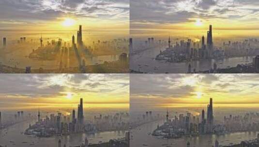上海最新正版4k航拍延时摄影金光平流云海高清在线视频素材下载