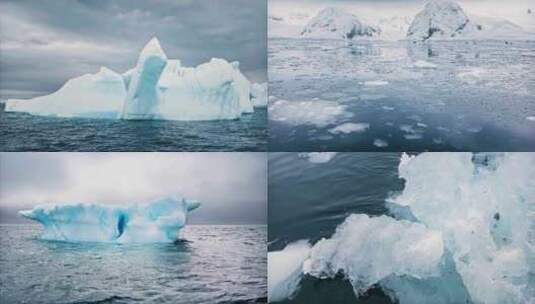 南极北极冰川融化冰山漂浮全球变暖宣传片高清在线视频素材下载