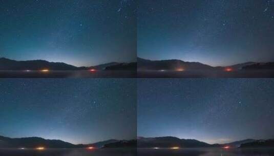 广东省韶关市罗坑水库秋夜星空银河延时6K高清在线视频素材下载