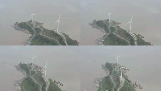 原创航拍LOG台州玉环1号公路风力发电4K-7高清在线视频素材下载
