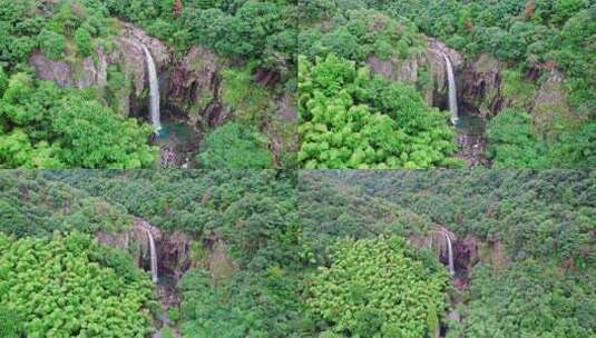 浙江宁波宁海雁苍山瀑布风景航拍高清在线视频素材下载