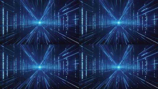 蓝色科技光线数据流动穿梭隧道循环背景高清在线视频素材下载