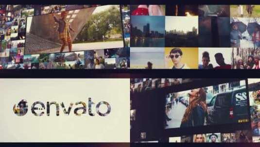 时尚简约多照片墙展示城市宣传AE模板高清AE视频素材下载
