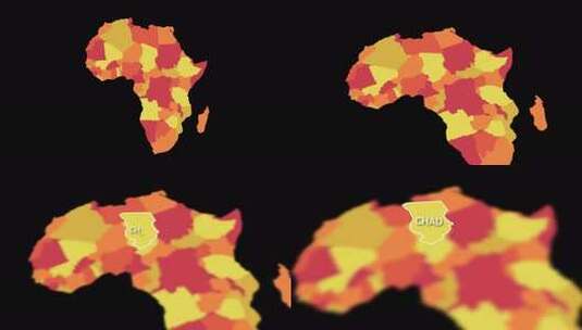非洲地图乍得选择Alpha频道上的3D动高清在线视频素材下载