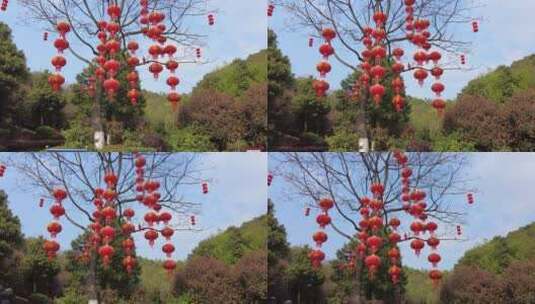 郴州南塔公园南门元宵节红色灯笼3高清在线视频素材下载