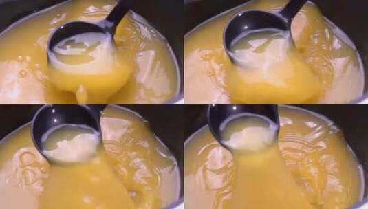 搅汤倒汤厨房金汤舀汤高清在线视频素材下载
