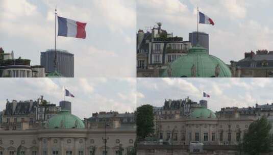 国家博物馆上的法国国旗高清在线视频素材下载