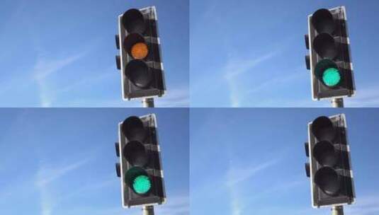 蓝天下的交通灯高清在线视频素材下载