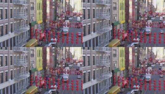 纽约唐人街区上的灯笼高清在线视频素材下载