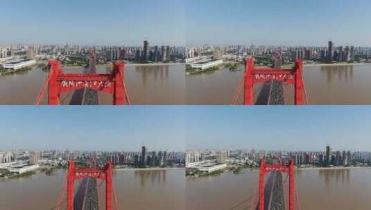 航拍湖北武汉长江鹦鹉洲大桥高清在线视频素材下载
