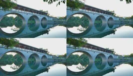 桂林七星公园花桥风雨桥高清在线视频素材下载