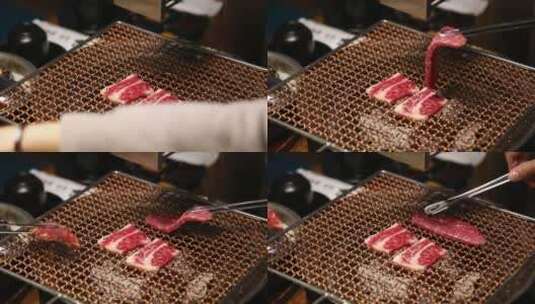 九田家烤肉，炭火烤肉套餐高清在线视频素材下载