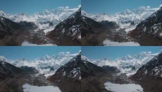 雪山冰湖视频青藏高原雪峰下结冰的湖面高清在线视频素材下载
