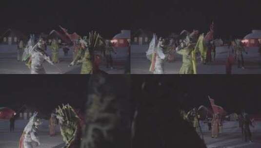 社火夜间表演稳定器广角运动拍摄高清在线视频素材下载