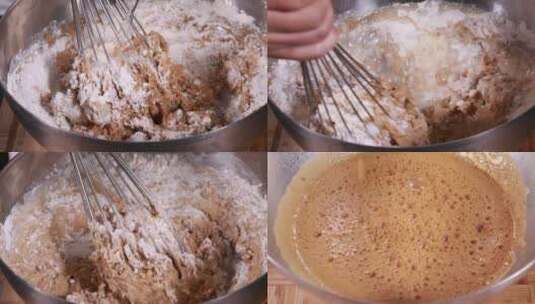 【镜头合集】甜品师制作蛋糕坯面糊高清在线视频素材下载