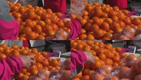 逛大集买橘子砂糖橘橙子高清在线视频素材下载