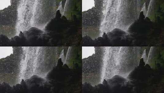 实拍悬崖瀑布流水高清在线视频素材下载