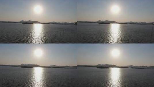 航拍徐州云龙湖景区夕阳落日高清在线视频素材下载