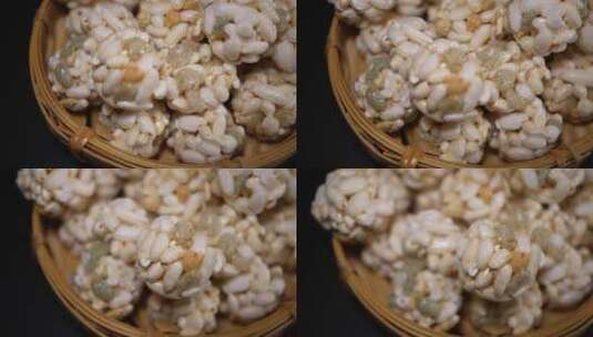 坚果米花酥甜品零食高清在线视频素材下载