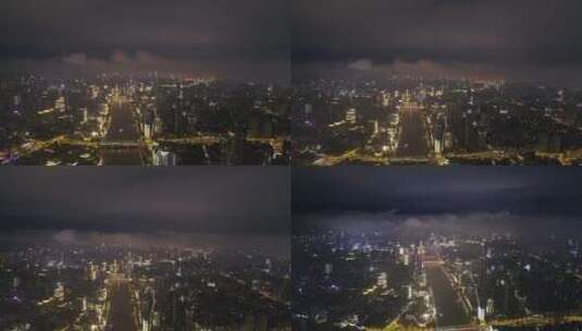 广州城市天际线夜景航拍高清在线视频素材下载
