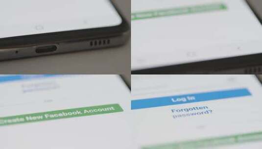 手机上点击Facebook登录按钮的特写高清在线视频素材下载