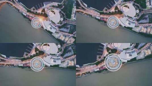 澳门旅游塔夜景航拍4K高清在线视频素材下载