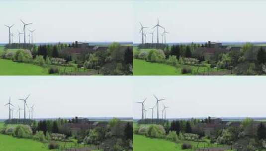 德国柏林乡村 风力发电风车 乡村小屋 组镜高清在线视频素材下载