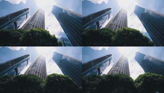 高耸入云的高楼大厦，广州建筑4k视频素材高清在线视频素材下载
