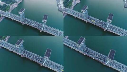 俯拍天津塘沽海门大桥高清在线视频素材下载