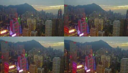 航拍香港夜景城市风光高清在线视频素材下载