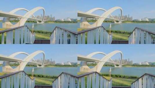 广西南宁大桥邕江风景高清在线视频素材下载
