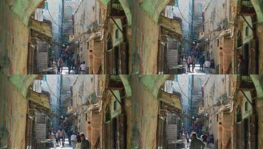 耶路撒冷老城的街道高清在线视频素材下载