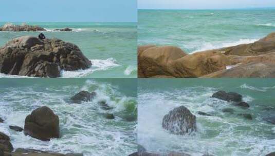 蔚蓝大海波涛汹涌海浪浪花高清在线视频素材下载