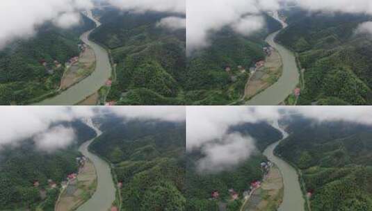 青山绿水雨雾缭绕高清在线视频素材下载