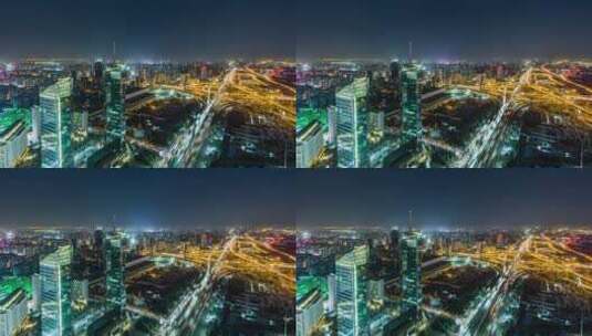 北京城CBD夜景航拍高清在线视频素材下载