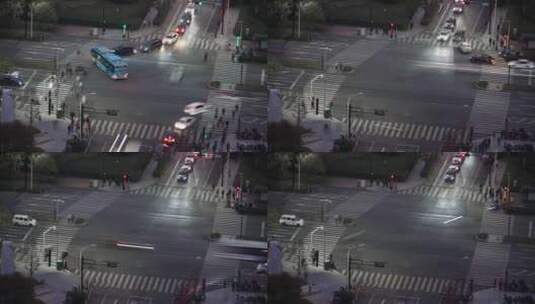 晚上十字路口车流交通延时摄影高清在线视频素材下载