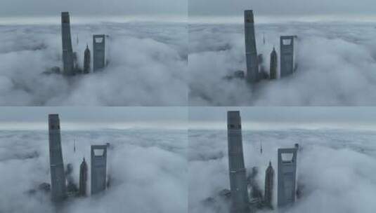 1月13日中午上海超低空平流雾高清在线视频素材下载